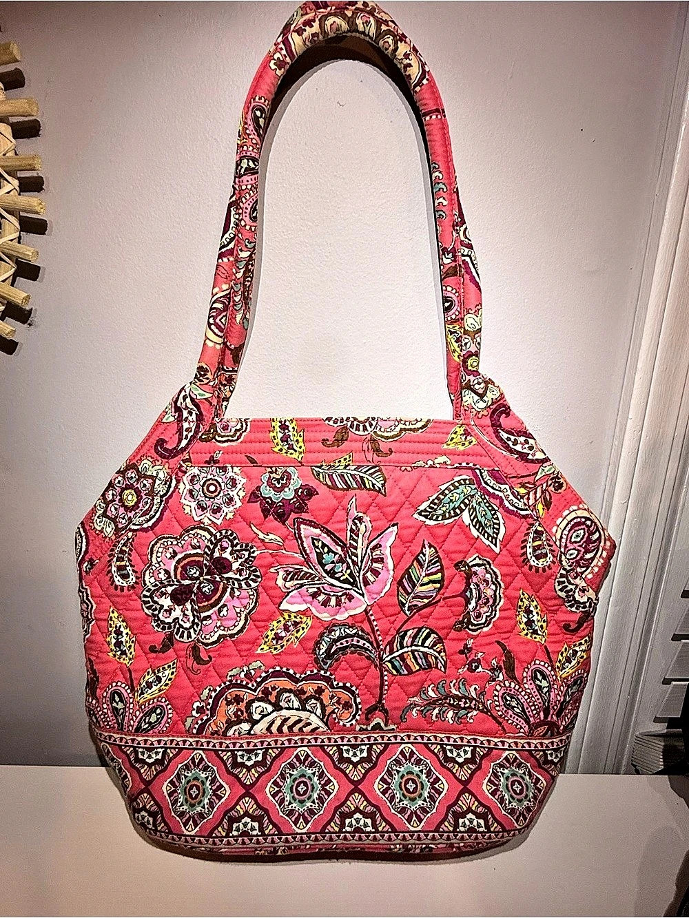 Vera Bradley Call Me Coral Side by Side Tote Quilted Bag